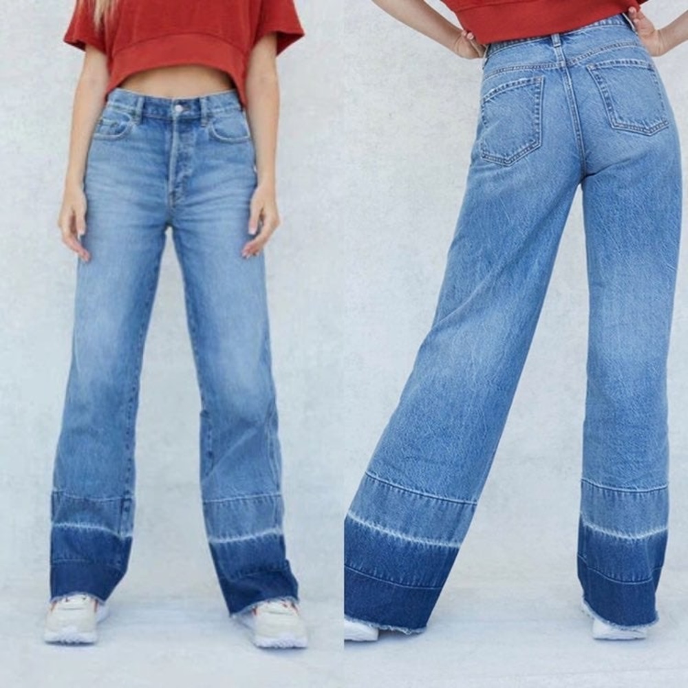 NWT Women’s Pants PacSun Wide Leg Ink Dip High Waist Baggy Jean Size 26